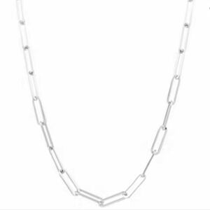 Hollywood Sensation Silver Plated Paperclip Chain Link Necklace